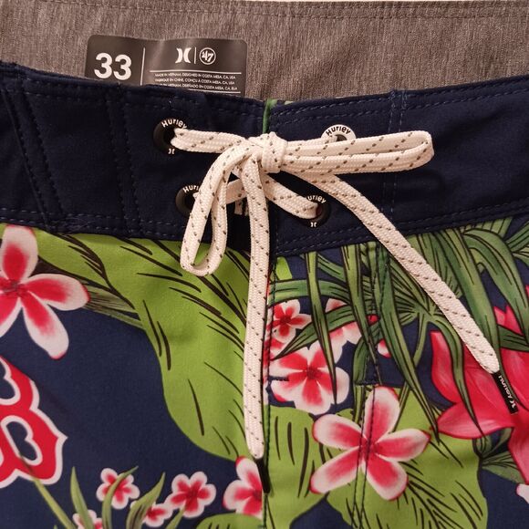 Hurley Swim Trunks MLB BOSTON RED SOXS Mens 33 BLUE Tropical Floral Board Shorts - Picture 11 of 16
